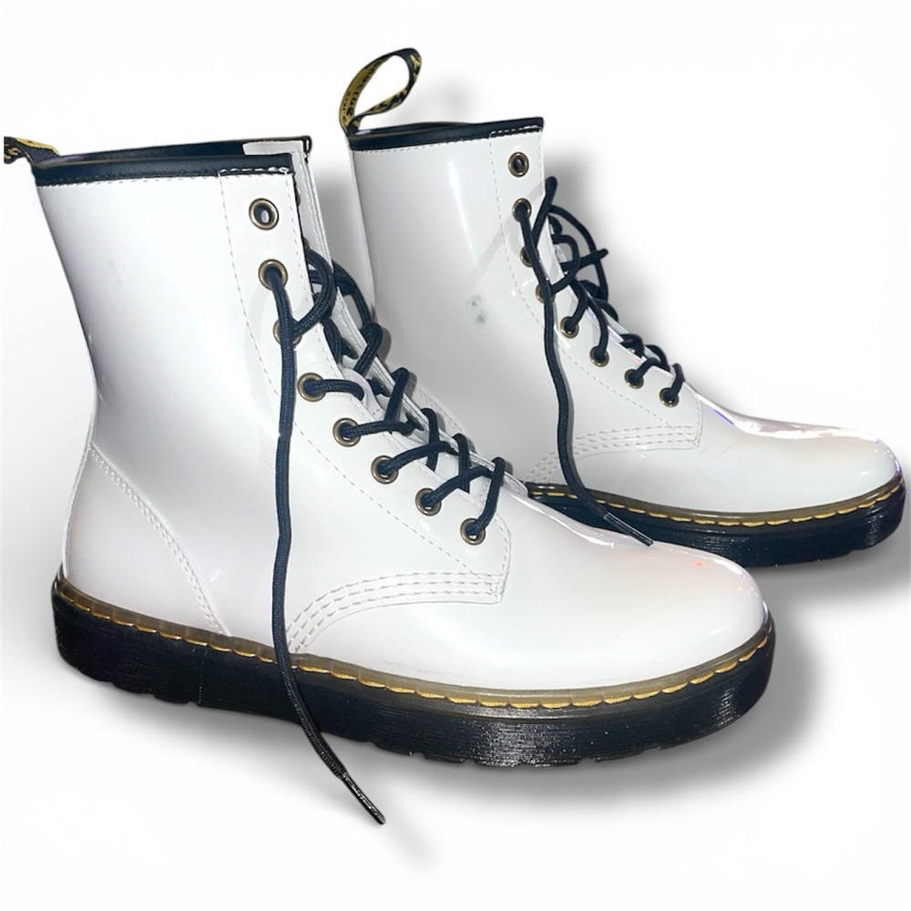 Dr. Marten White Zavala 1460 Patent Leather Boots